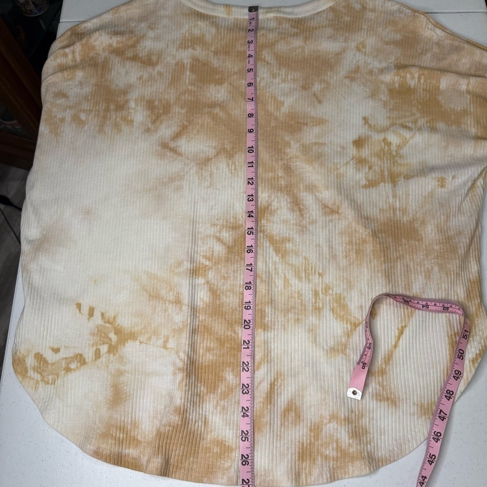 Umgee Gold Mix Tie Dye Long Dolman Sleeve Top Ribbed Henley Women’s Size Large - Picture 6 of 9